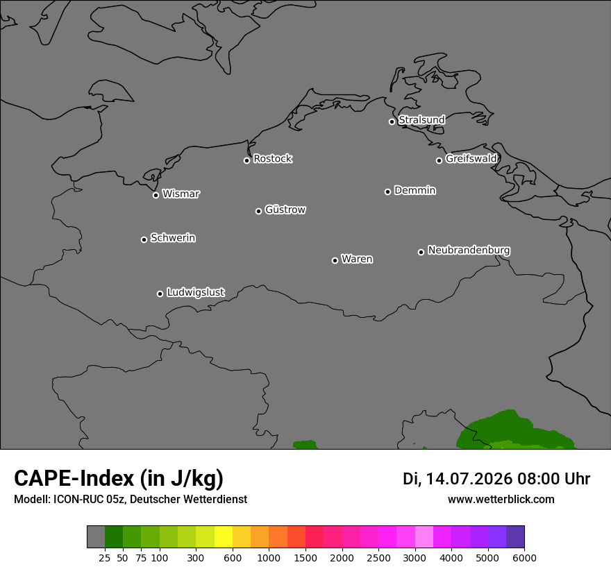 Modellkarte ICON-RUC – cape – mv