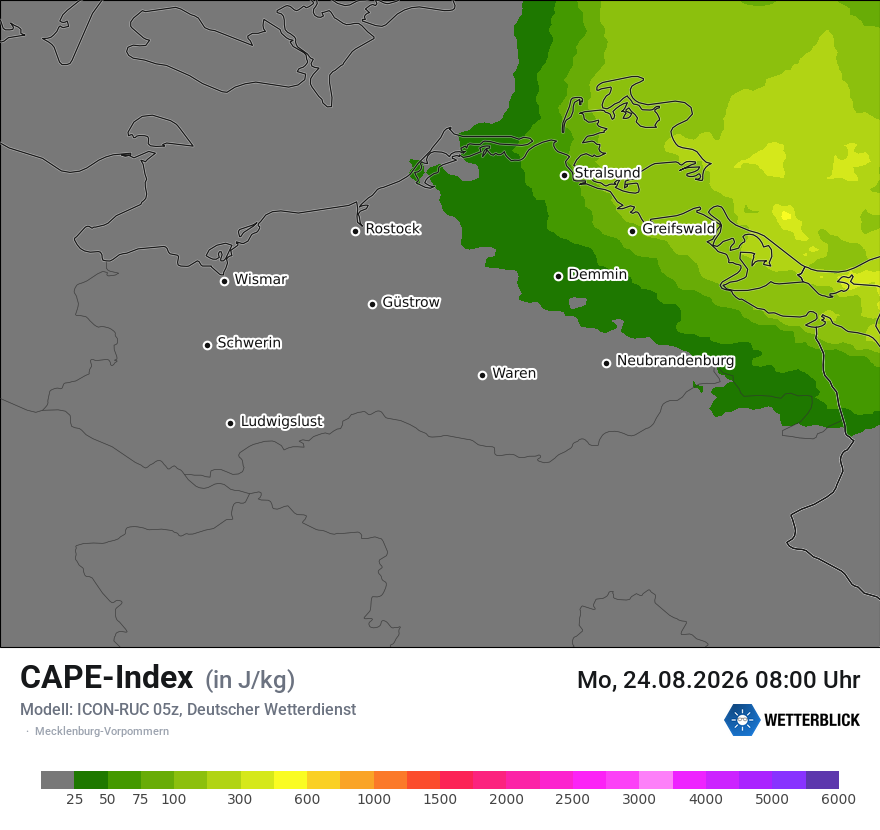 Modellkarte ICON-RUC – cape – mv