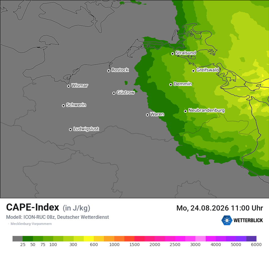 Modellkarte ICON-RUC – cape – mv