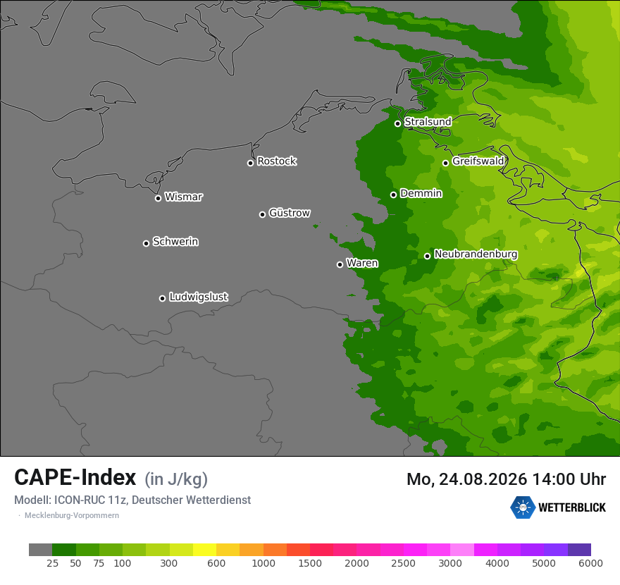 Modellkarte ICON-RUC – cape – mv