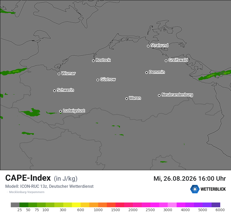 Modellkarte ICON-RUC – cape – mv