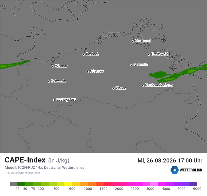 Modellkarte ICON-RUC – cape – mv
