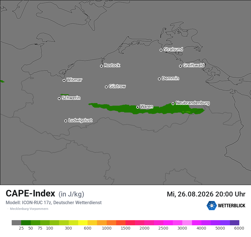 Modellkarte ICON-RUC – cape – mv