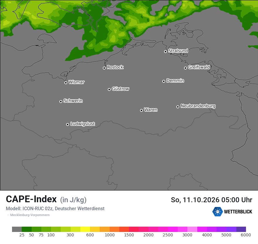 Modellkarte ICON-RUC – cape – mv