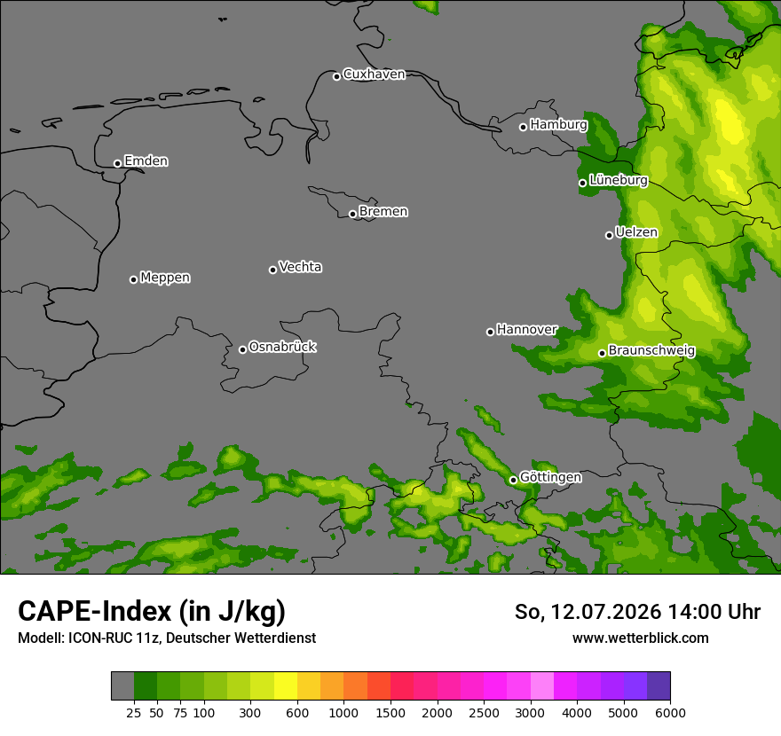 Modellkarte ICON-RUC – cape – ni