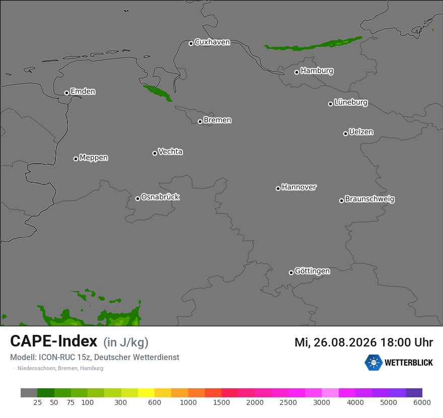 Modellkarte ICON-RUC – cape – ni