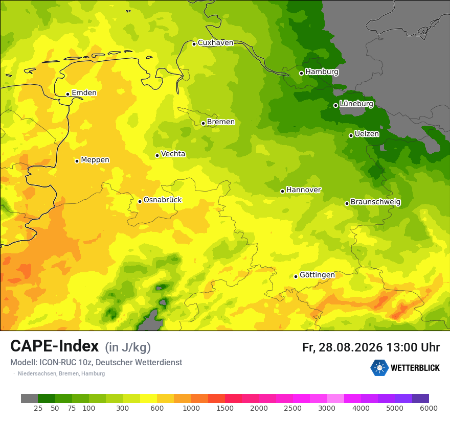 Modellkarte ICON-RUC – cape – ni