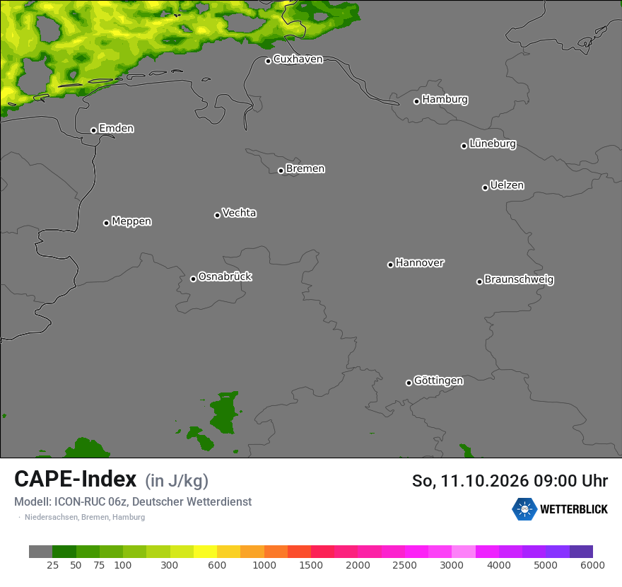 Modellkarte ICON-RUC – cape – ni