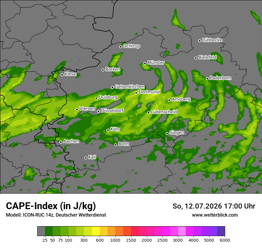 Modellkarte ICON-RUC – cape – nrw