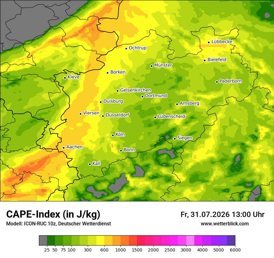 Modellkarte ICON-RUC – cape – nrw