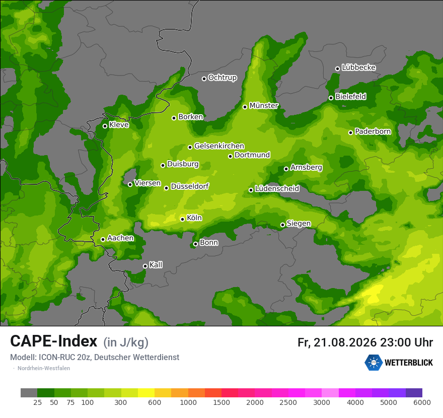 Modellkarte ICON-RUC – cape – nrw
