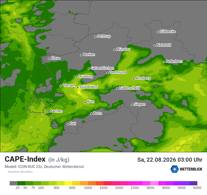 Modellkarte ICON-RUC – cape – nrw