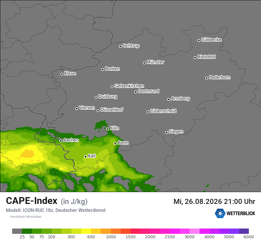 Modellkarte ICON-RUC – cape – nrw
