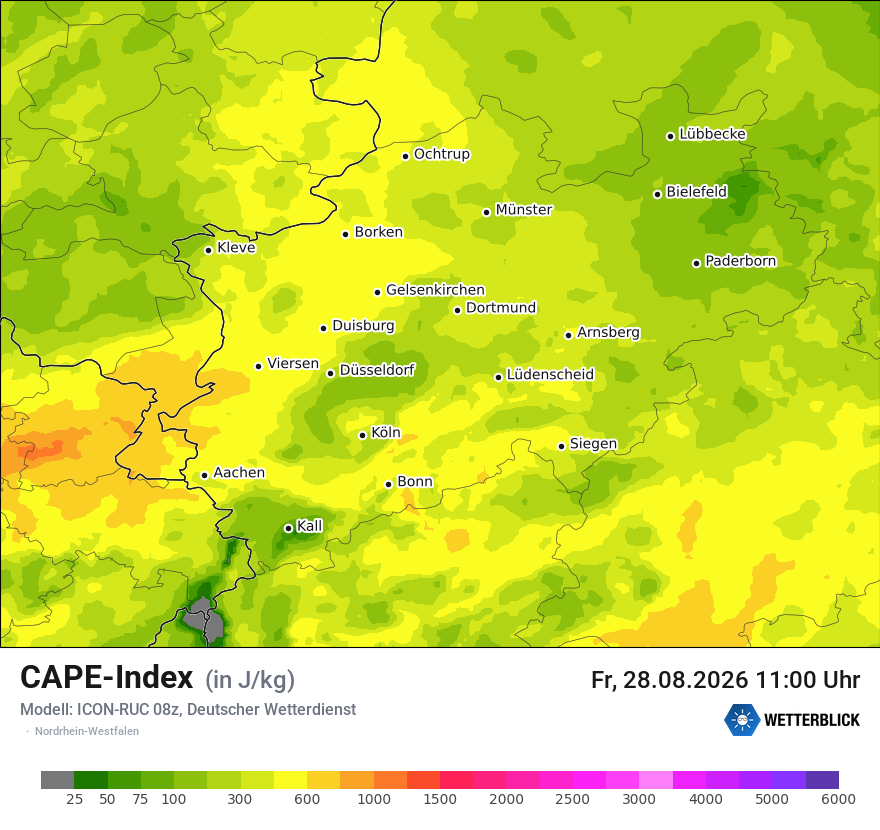 Modellkarte ICON-RUC – cape – nrw