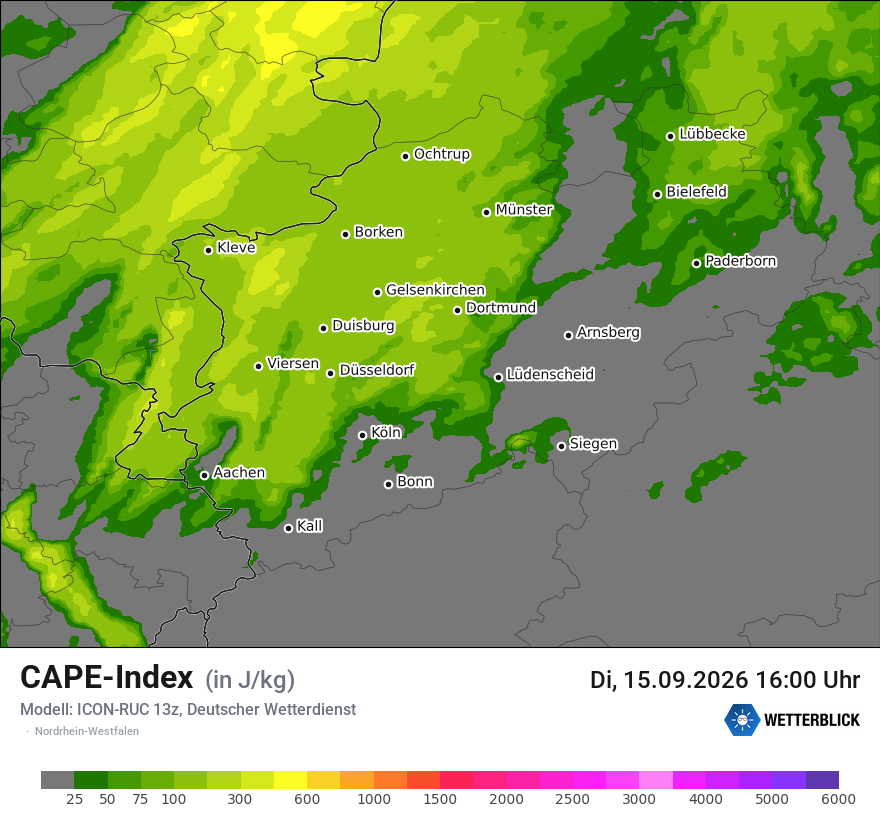 Modellkarte ICON-RUC – cape – nrw