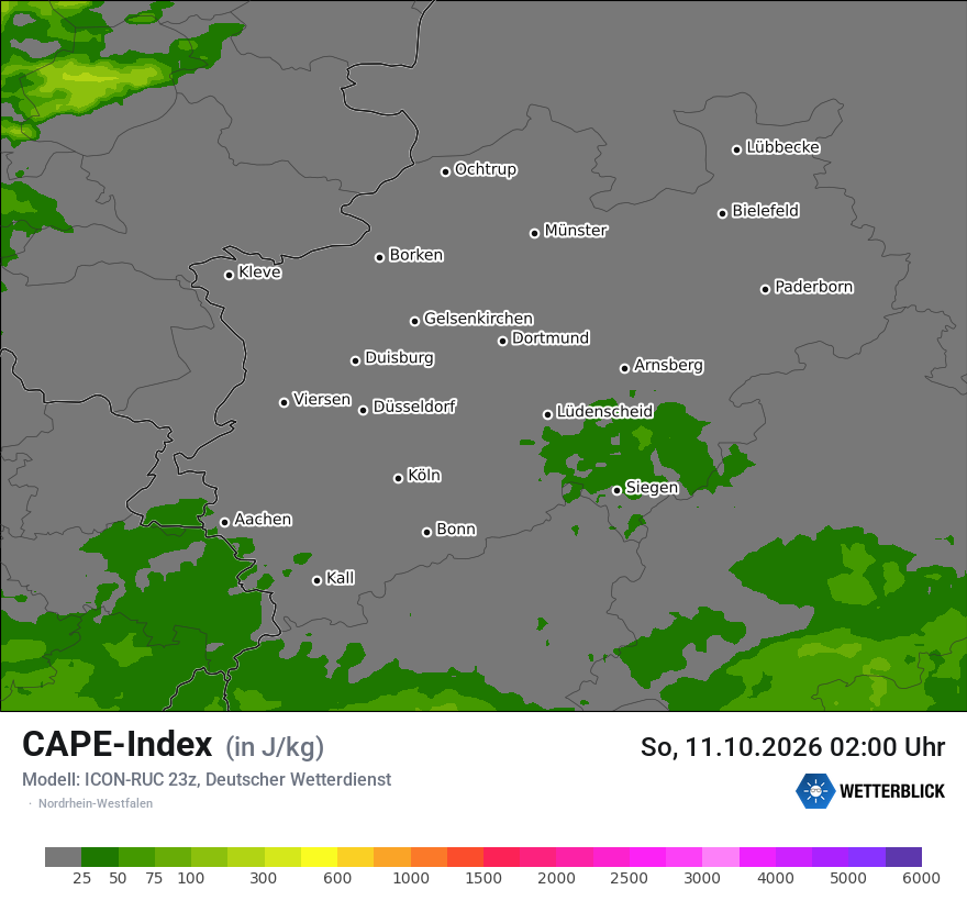 Modellkarte ICON-RUC – cape – nrw
