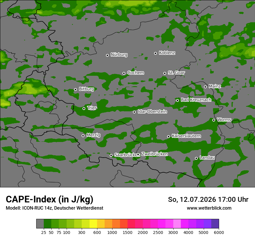 Modellkarte ICON-RUC – cape – rp