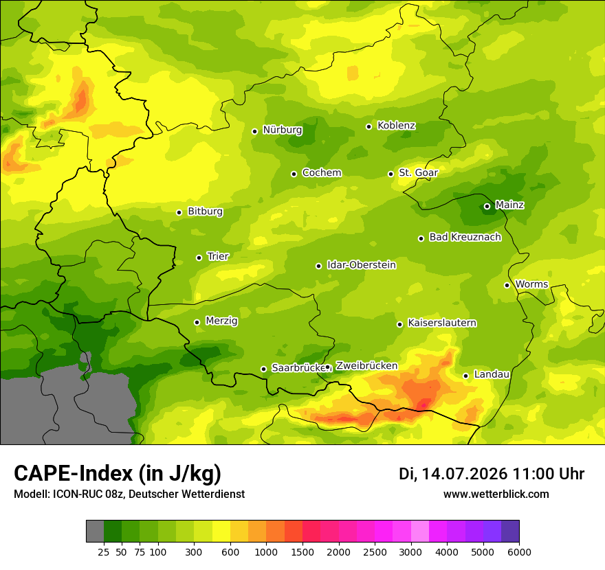 Modellkarte ICON-RUC – cape – rp