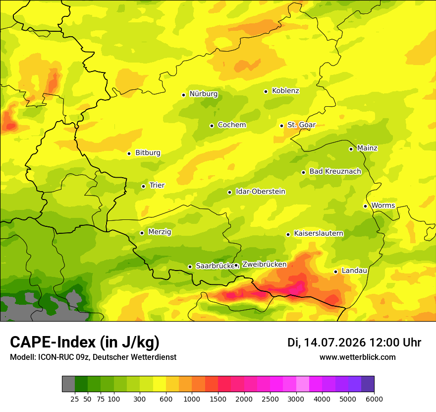 Modellkarte ICON-RUC – cape – rp