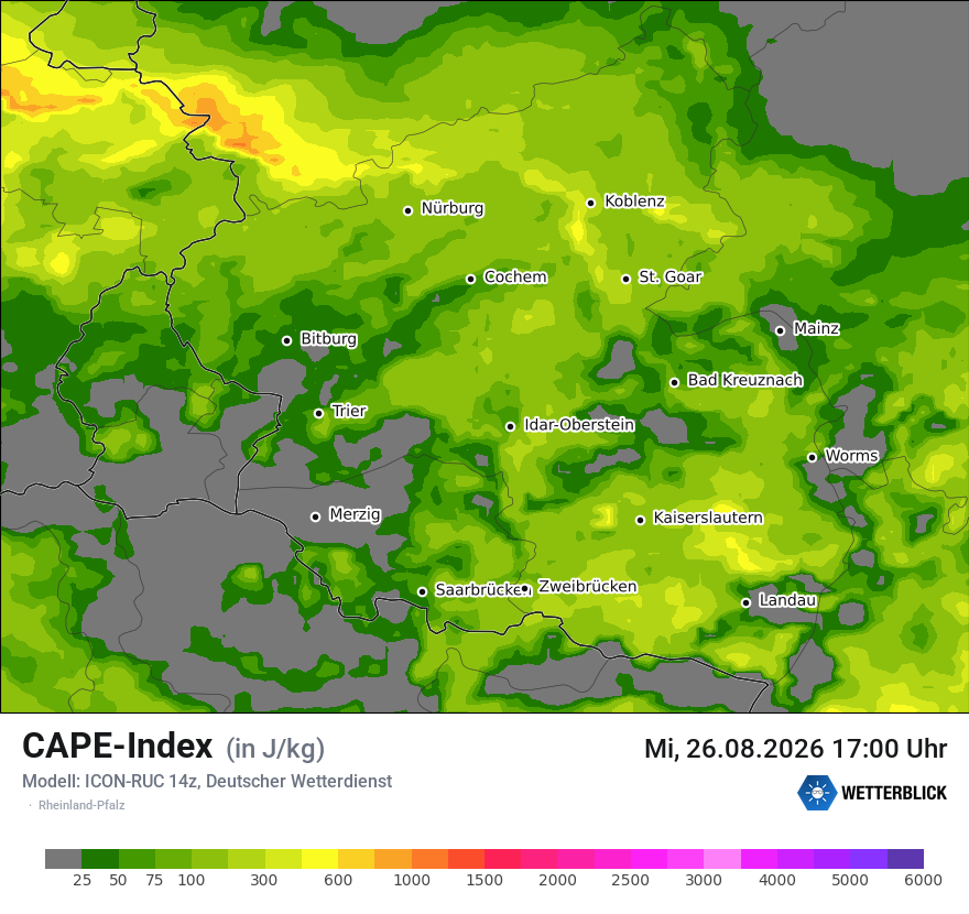 Modellkarte ICON-RUC – cape – rp