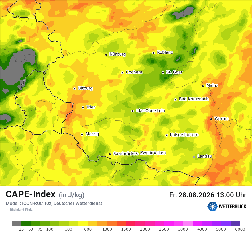 Modellkarte ICON-RUC – cape – rp