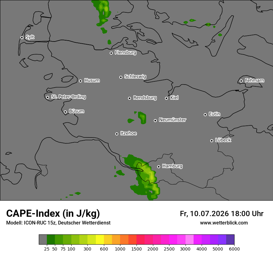 Modellkarte ICON-RUC – cape – sh