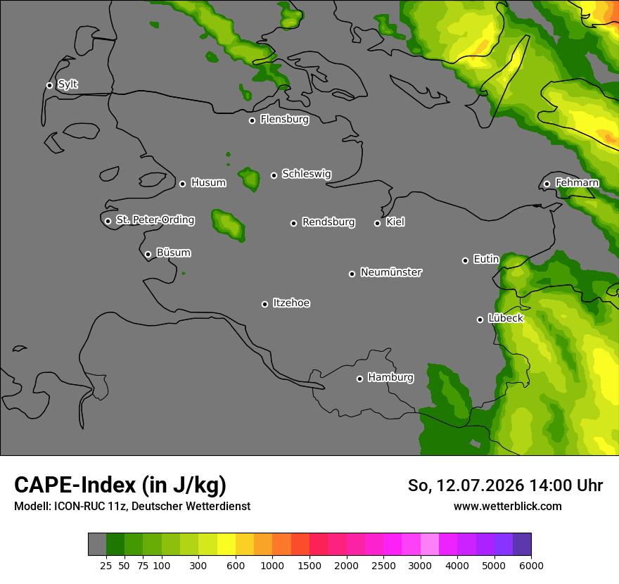 Modellkarte ICON-RUC – cape – sh