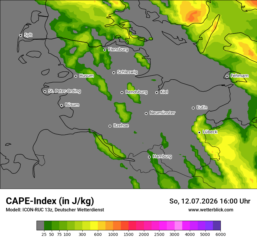 Modellkarte ICON-RUC – cape – sh