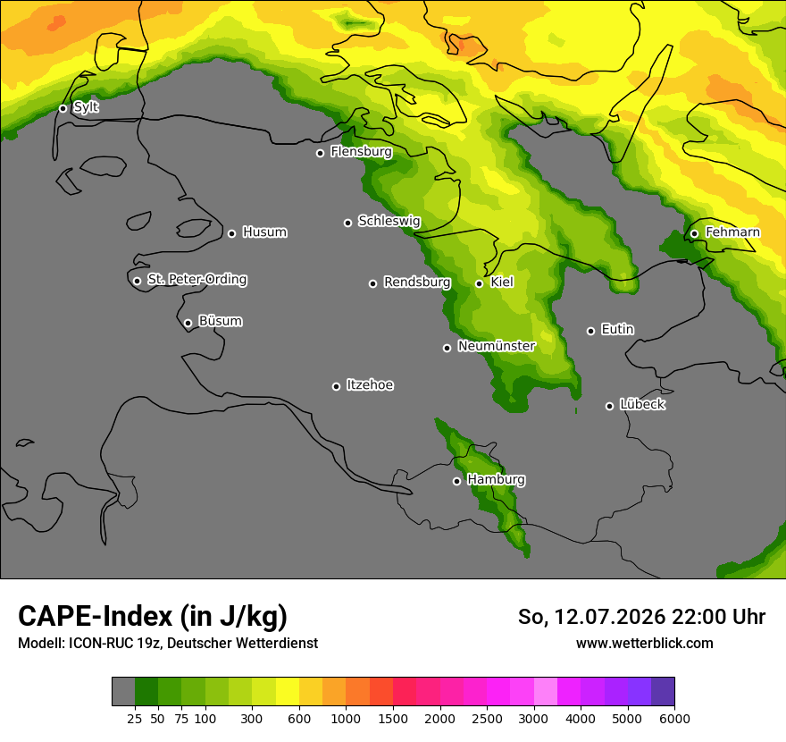 Modellkarte ICON-RUC – cape – sh