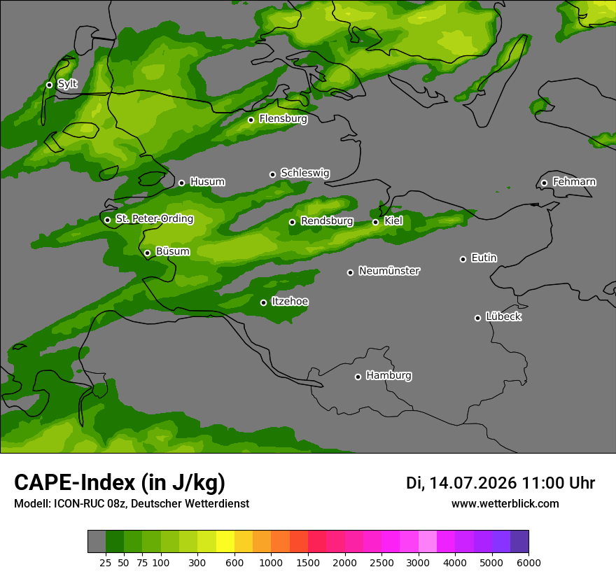 Modellkarte ICON-RUC – cape – sh