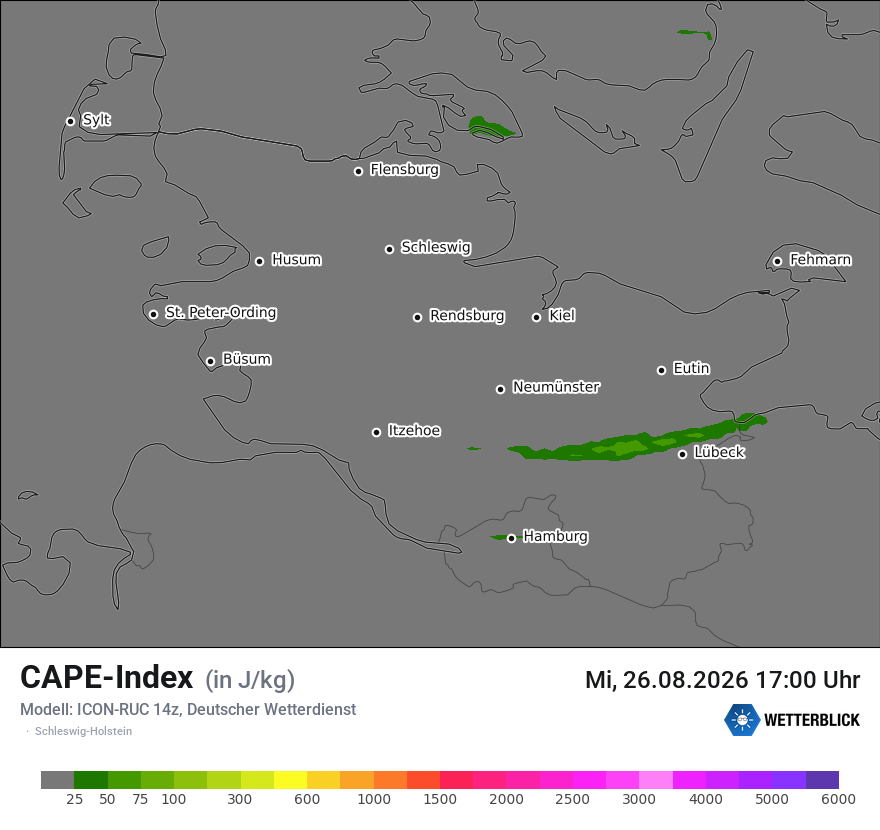 Modellkarte ICON-RUC – cape – sh