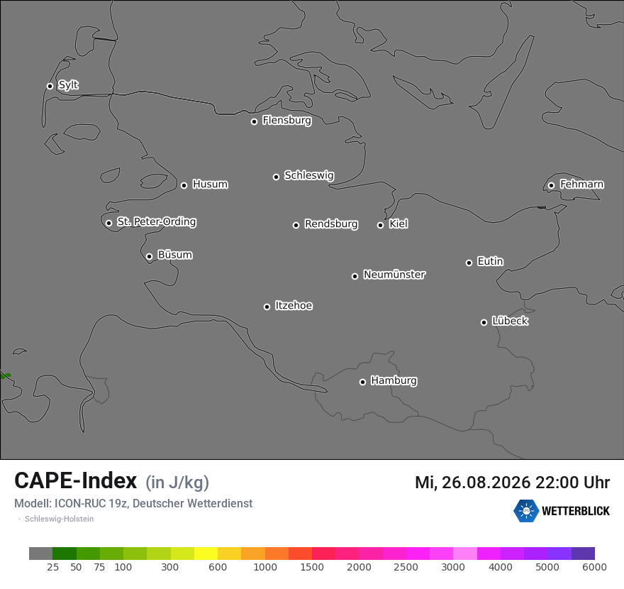 Modellkarte ICON-RUC – cape – sh