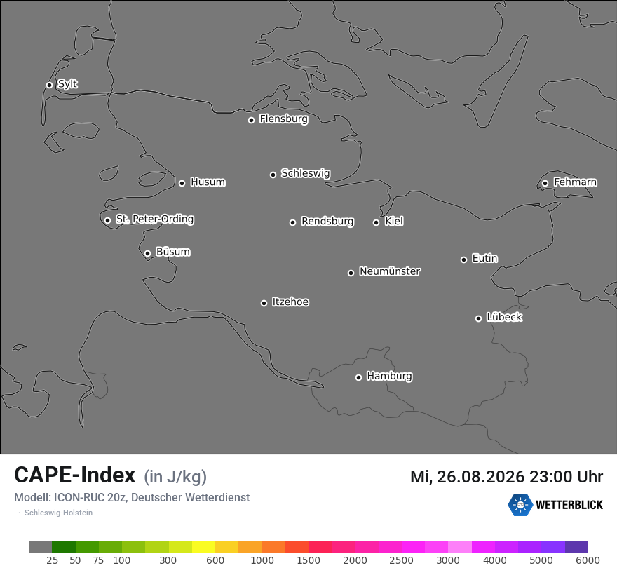 Modellkarte ICON-RUC – cape – sh