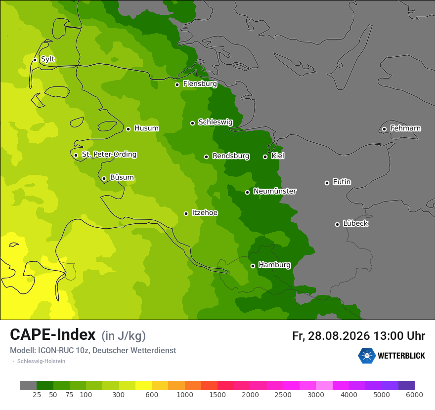 Modellkarte ICON-RUC – cape – sh