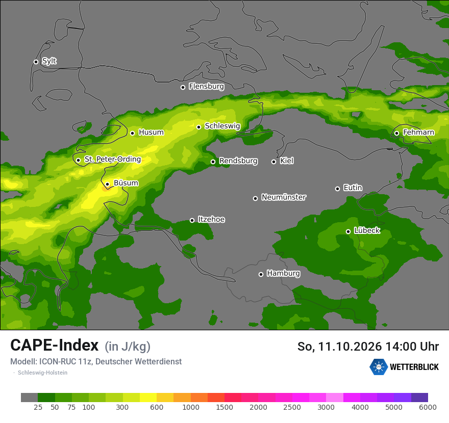 Modellkarte ICON-RUC – cape – sh