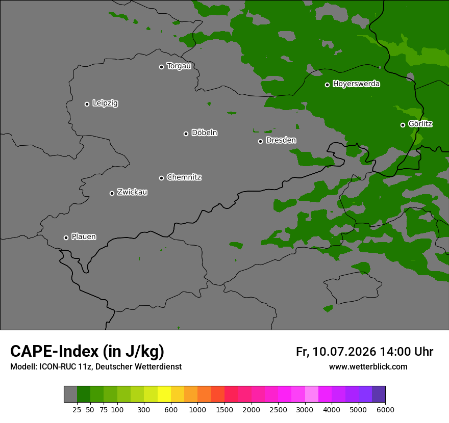 Modellkarte ICON-RUC – cape – sn
