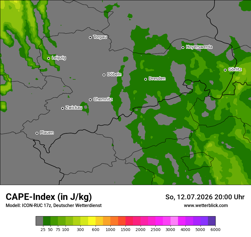 Modellkarte ICON-RUC – cape – sn