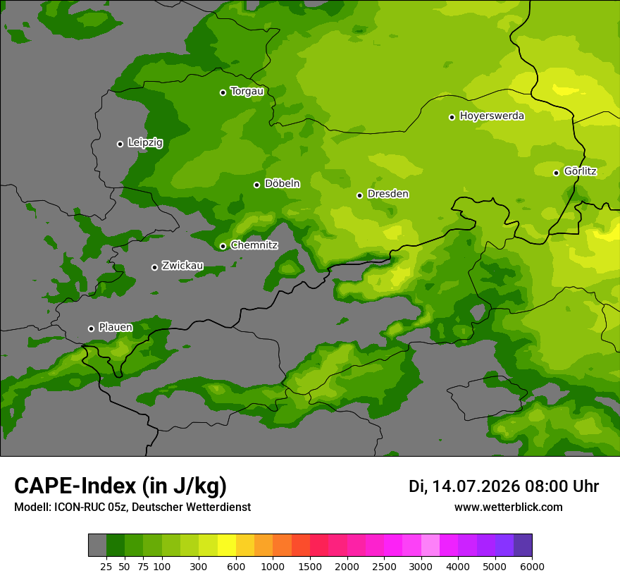 Modellkarte ICON-RUC – cape – sn