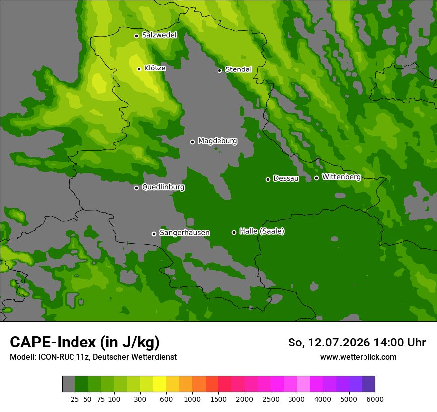 Modellkarte ICON-RUC – cape – st