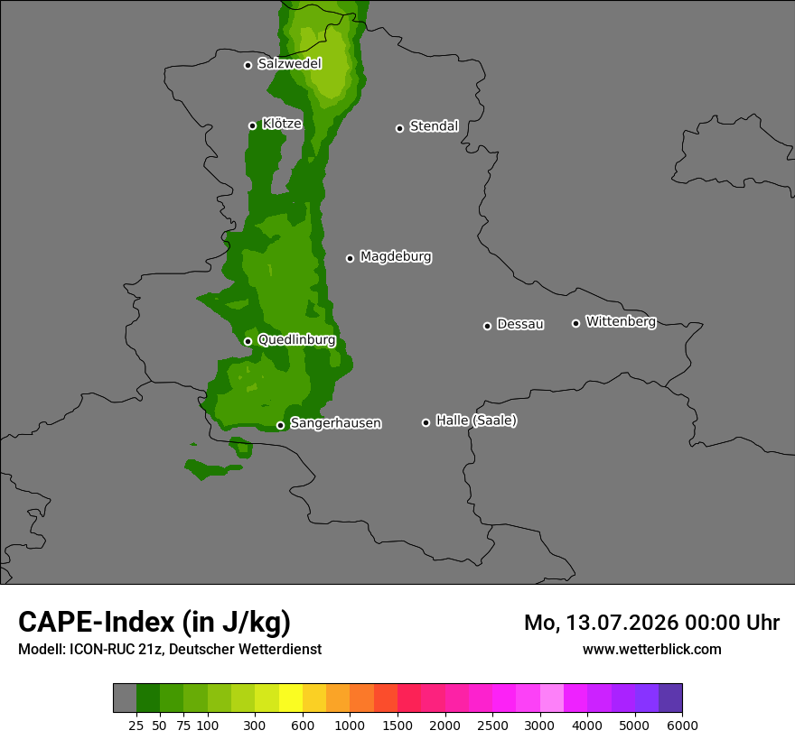Modellkarte ICON-RUC – cape – st