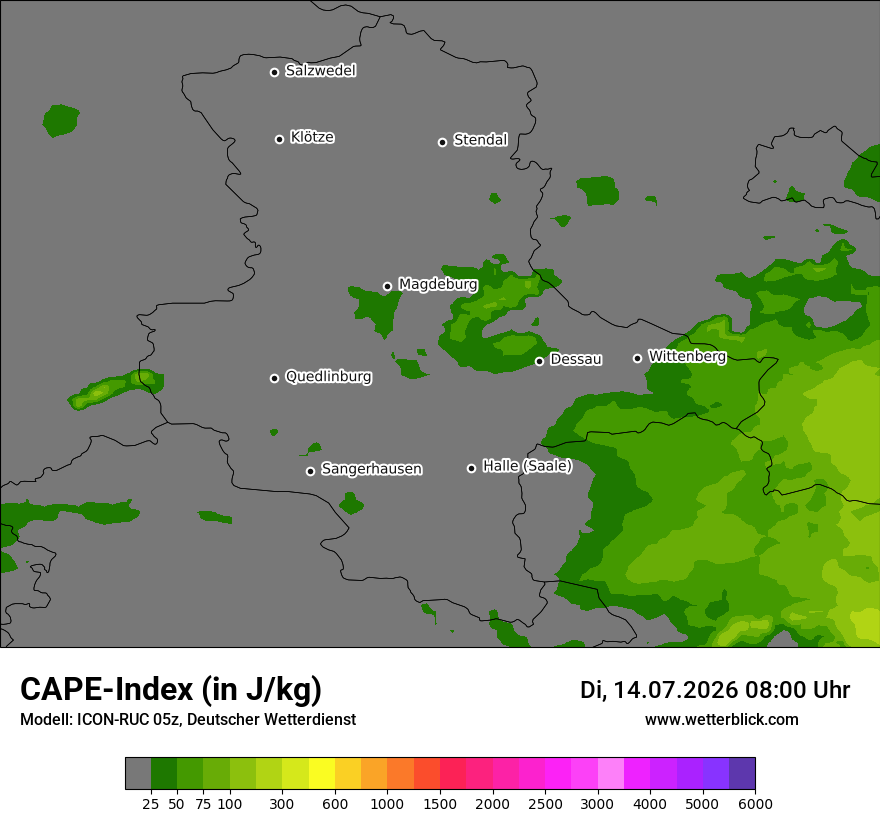 Modellkarte ICON-RUC – cape – st