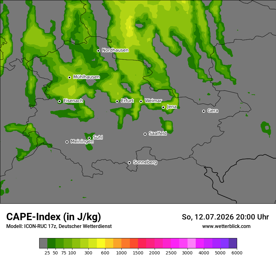 Modellkarte ICON-RUC – cape – th