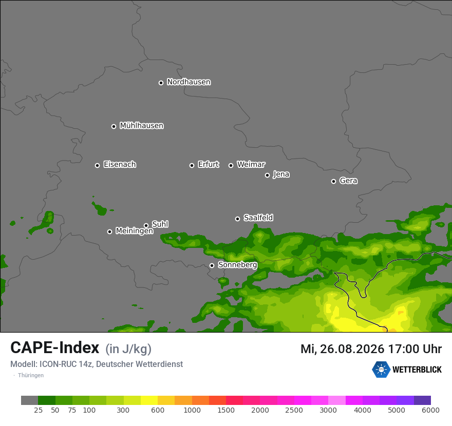 Modellkarte ICON-RUC – cape – th