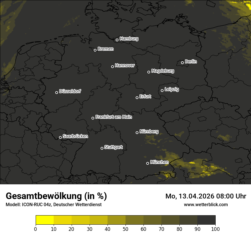 Modellkarte ICON-RUC – clct – deutschland