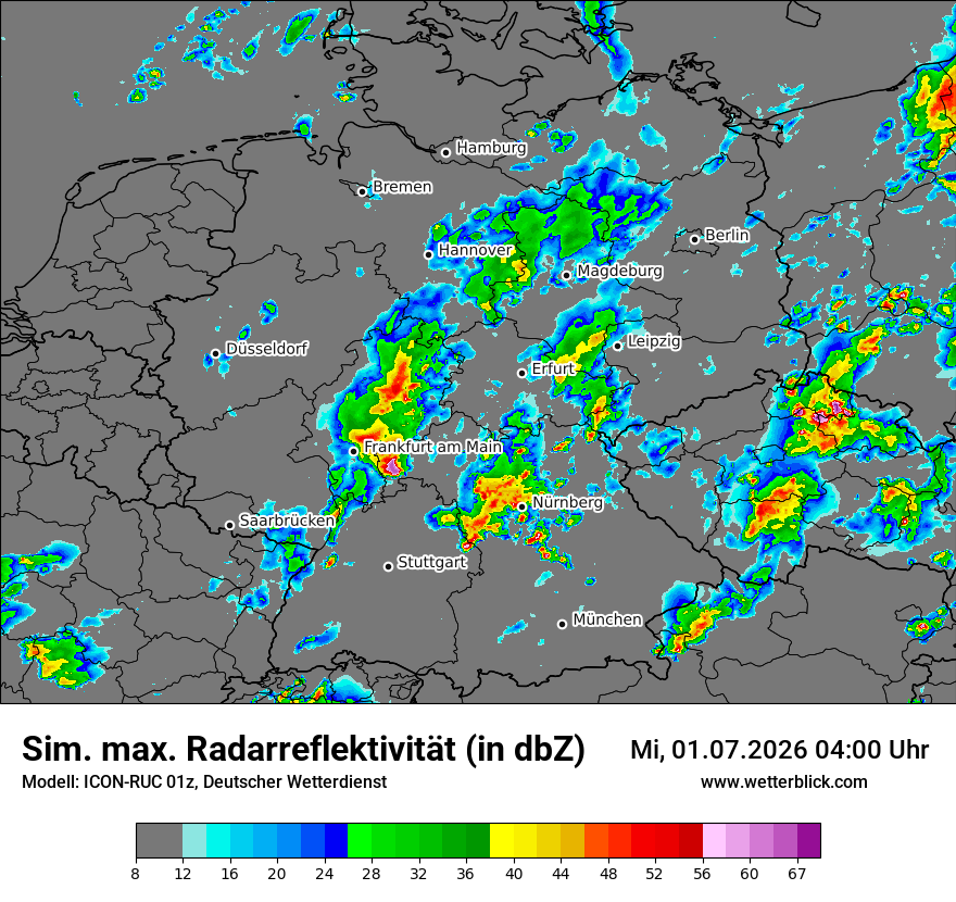 Modellkarte ICON-RUC – dbz_cmax – deutschland