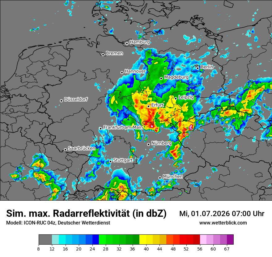 Modellkarte ICON-RUC – dbz_cmax – deutschland
