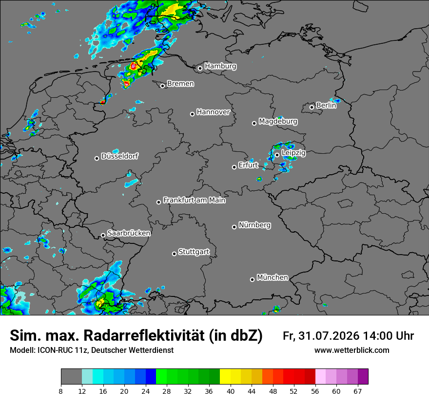 Modellkarte ICON-RUC – dbz_cmax – deutschland