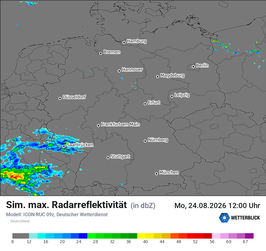 Modellkarte ICON-RUC – dbz_cmax – deutschland