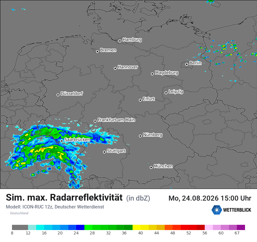 Modellkarte ICON-RUC – dbz_cmax – deutschland
