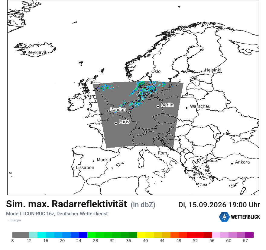 Modellkarte ICON-RUC – dbz_cmax – europa